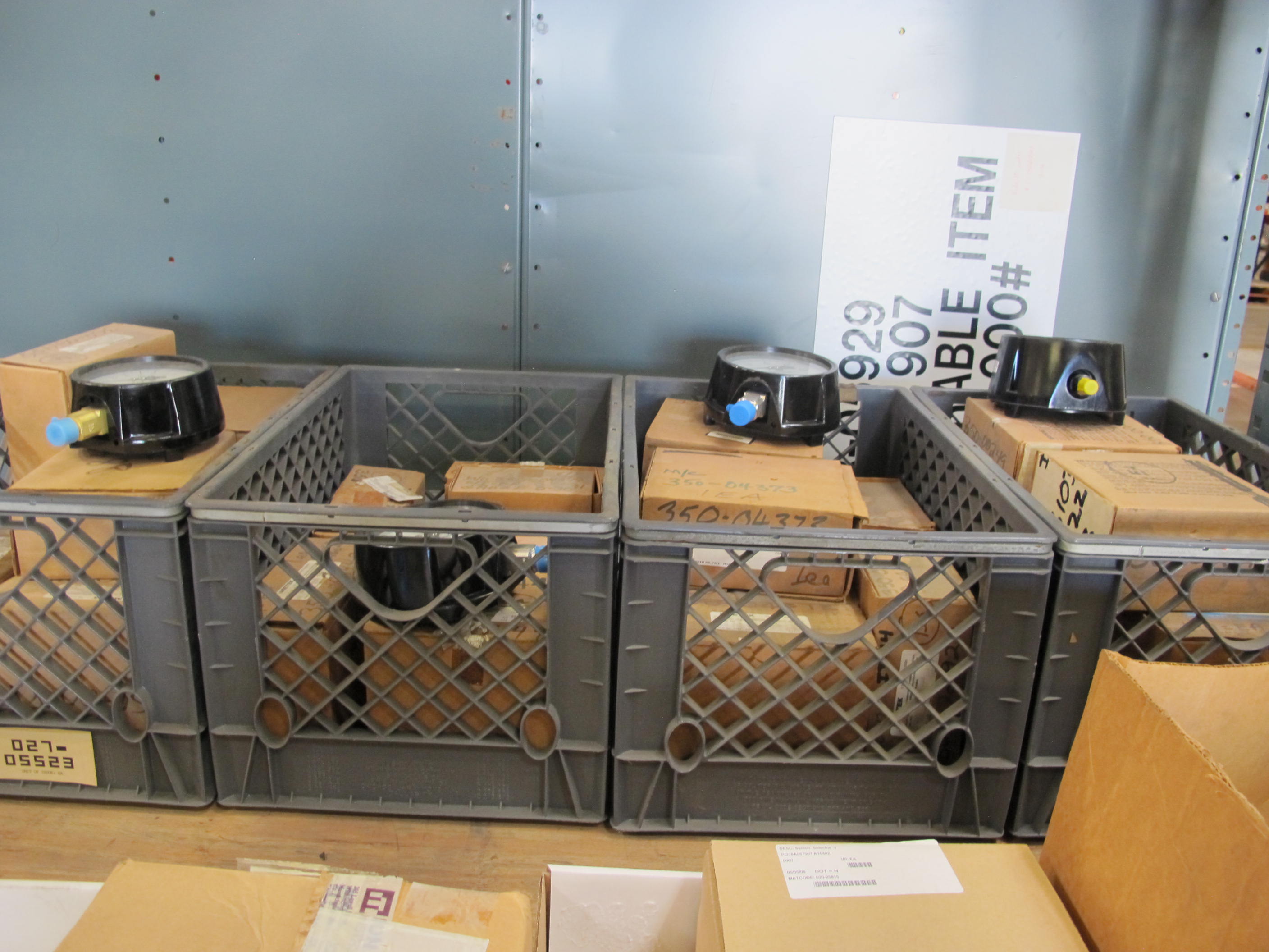 LOT TO INCLUDE: (4 PALLETS) MISC. GAUGES, THERMOMETERS, AND SENSORS. LOADING & HANDLING FEE $15-4170